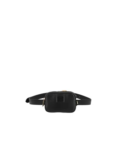 Miu Miu Logo-embossed Leather Belt Bag In Black