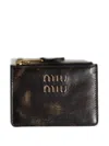 Miu Miu Logo-embossed Leather Card Holder In Brown