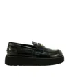 Miu Miu Twist Platform Leather Loafers In Black