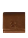 Miu Miu Logo-embossed Leather Wallet In Brown