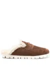 Miu Miu Logo-embossed Slippers In Brown