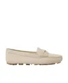 Miu Miu Logo-embossed Suede Penny Loafers In Nude