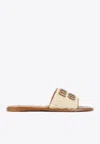 Miu Miu Beige Logo Sandals In F0018 Naturale
