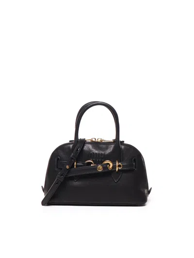 Miu Miu Aventure Nappa Leather Top-handle Bag In Black