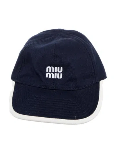 Pre-owned Miu Miu Logo Embroidered Baseball Cap In Blue