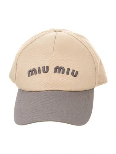 Pre-owned Miu Miu Logo Embroidered Baseball Cap In Gray