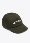 Miu Miu Green Baseball Cap With Logo Women In Green