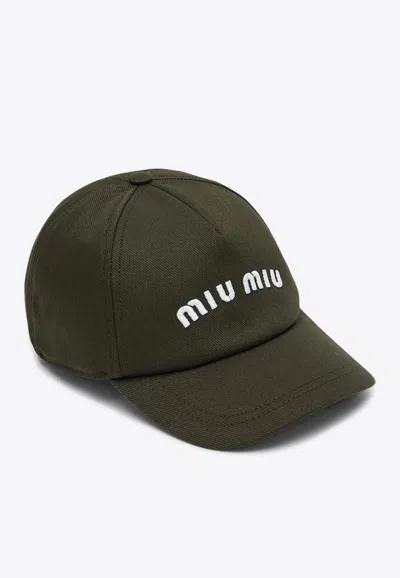 MIU MIU LOGO EMBROIDERED BASEBALL CAP