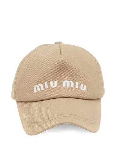 Pre-owned Miu Miu Logo Embroidered Baseball Cap In Neutral