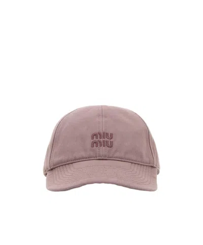Miu Miu Logo Embroidered Baseball Cap In Nude