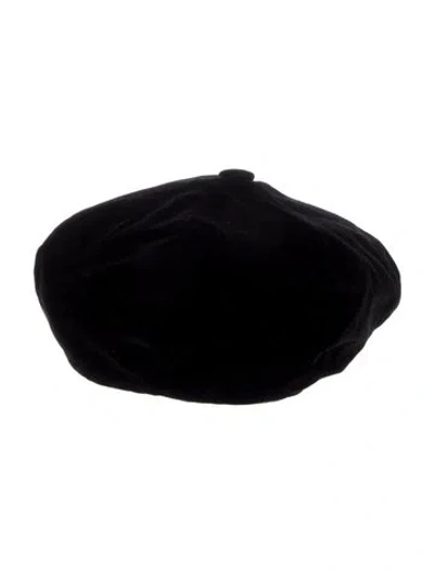 Pre-owned Miu Miu Logo Embroidered Beret In Black