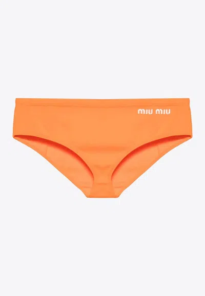 MIU MIU LOGO-EMBROIDERED BIKINI BOTTOM