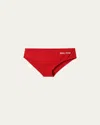 Miu Miu Logo-embroidered Bikini Bottoms In Red