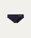 Miu Miu Logo-embroidered Bikini Bottoms In Bleu