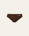 Miu Miu Logo-print Bikini Bottoms In Marrone