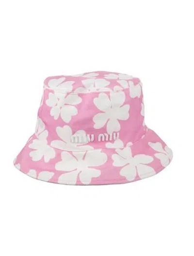 Pre-owned Miu Miu Logo Embroidered Bucket Hat In Pink