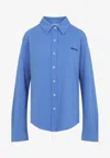Miu Miu Poplin Shirt Long Sleeves In Blue