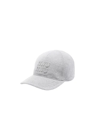 Miu Miu Logo-embroidered Cap In White