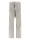 Miu Miu Logo-embroidered Corduroy Trousers In Gold