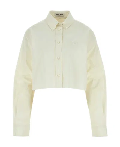 Miu Miu Poplin Shirt In White