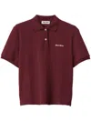 Miu Miu Logo-embroidered Cotton Polo Shirt In Red