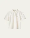 Miu Miu Logo-embroidered Cotton Polo Shirt In Bianco