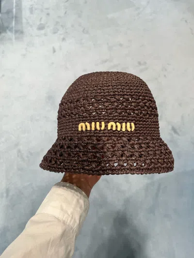 Miu Miu Woven Fabric Hat In Black