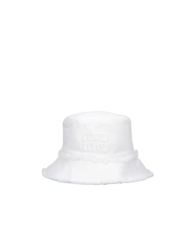 Miu Miu Denim Bucket Hat In White