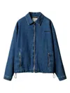 Miu Miu Logo-embroidered Denim Jacket In Blue