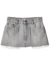 Miu Miu Logo-embroidered Denim Miniskirt In Grey