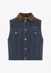 Miu Miu Logo-embroidered Denim Vest