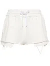 Miu Miu Embroidered Cotton Shorts In White