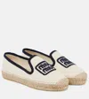 Miu Miu Logo Embroidered Drill Espadrilles In White