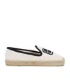 Miu Miu Logo Embroidered Drill Espadrilles In White
