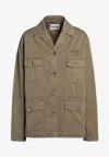 Miu Miu Logo Embroidered Field Jacket In Green