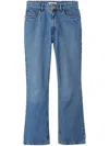Miu Miu Logo-embroidered Flared Jeans In Blue