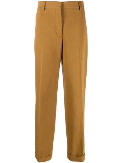 Miu Miu Logo-embroidered Straight-leg Trousers In Yellow