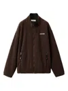 Miu Miu Logo-embroidered Jacket In Brown