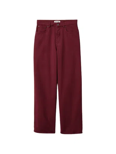 Miu Miu Logo-embroidered Jeans In Burgundy