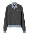 Miu Miu Cashmere Long-sleeved Polo Sweater In Black