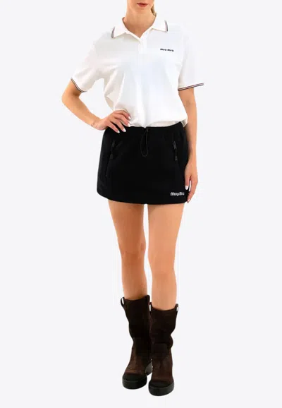 MIU MIU LOGO EMBROIDERED MINI SKIRT