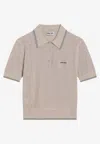 Miu Miu Sand-coloured Cotton Knit Polo Women In Sand