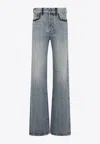 Miu Miu Cotton Denim Jeans Leather Accents
