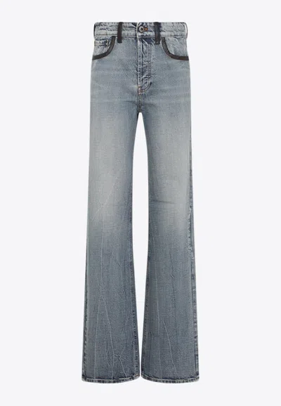 Miu Miu Logo-embroidered Straight-leg Jeans
