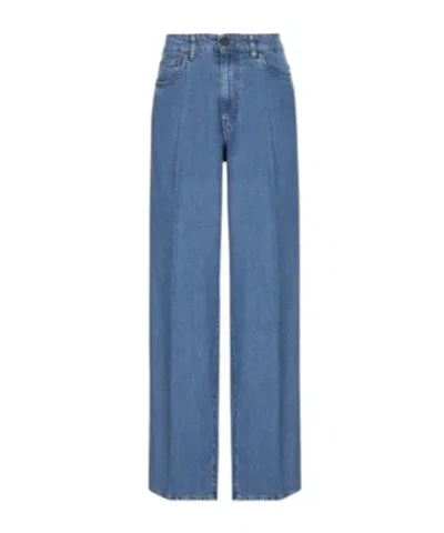 Miu Miu Logo-embroidered Straight-leg Jeans In Blue