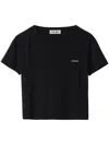 Miu Miu Short Sleeve Jersey Top In Schwarz