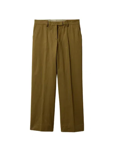 Miu Miu Logo-embroidered Trousers In Green