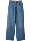 Miu Miu Logo-embroidered Mid-rise Wide-leg Jeans In Blue