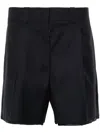 Miu Miu Logo-embroidered Wool Shorts In Blue
