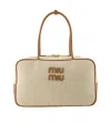 Miu Miu Logo-embroidered Zip Tote Bag In Neutral